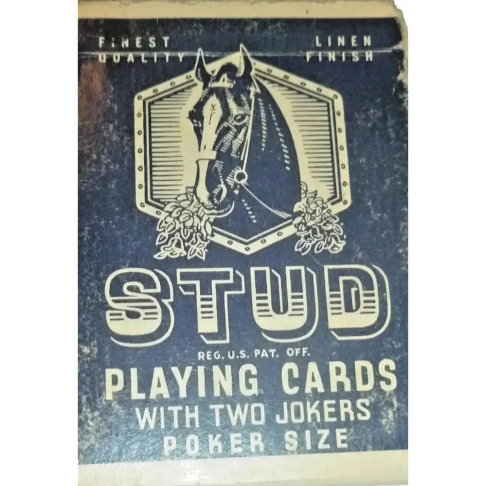 Vintage Walgreens STUD Playing‎ Cards Linen Finish Blue Jumbo Index Complete